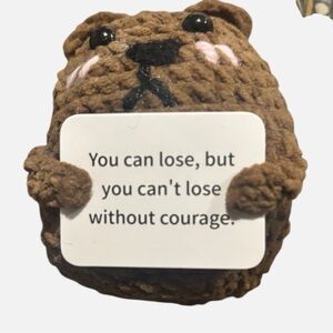 AB INKS Handmade Crocheted Animal with Inspirational Message